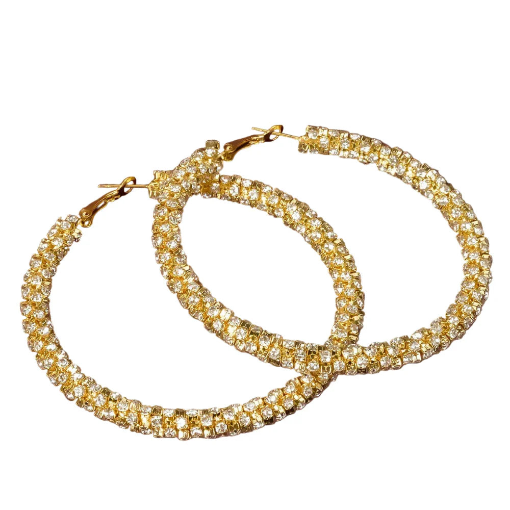 Brincos de Argola de Zinco e Strass Blijery