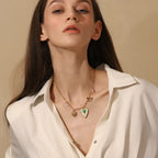 Colar Pingente de Coração e Borboleta em Aço Inoxidável