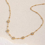 Colar Minimalista de Luxo com Zircão em Aço Inoxidável