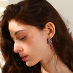 Brincos Duplos de Zircão em Aço Inoxidável