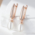 Brincos Geométricos de Pérola Luxo Rosé