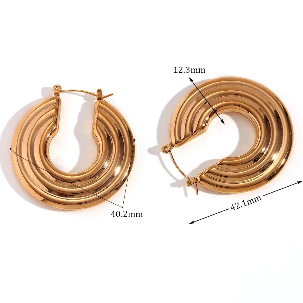 Brincos de Argola Clássico em Aço Inoxidável Banhado a Ouro