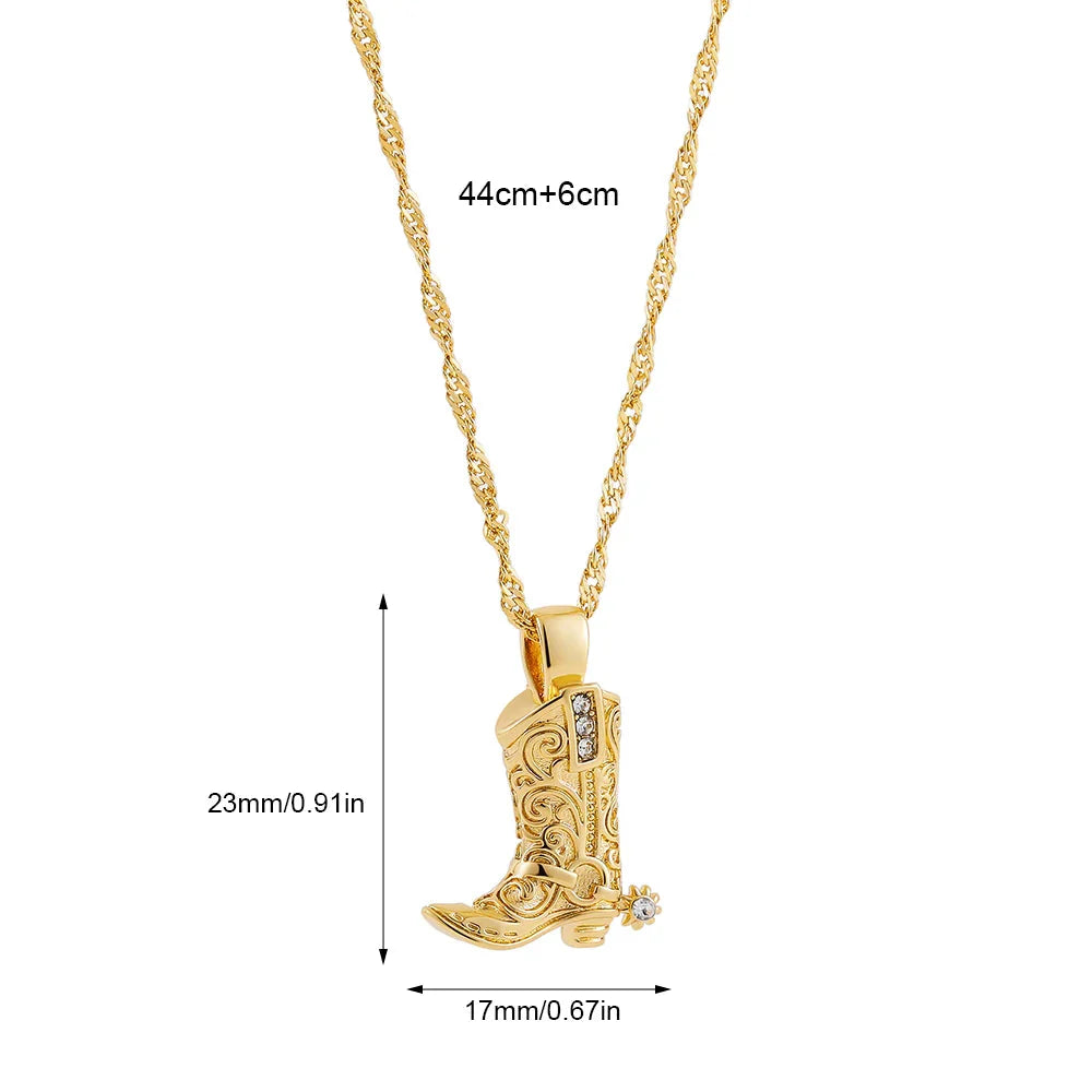 Colar Pingente Botas Cowboy Banhado a Ouro