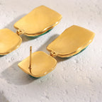 Brincos de Declaração com Malaquita Oval em Ouro 18k