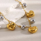 Colar Charme Coração Duplo Banhado a Ouro 18K