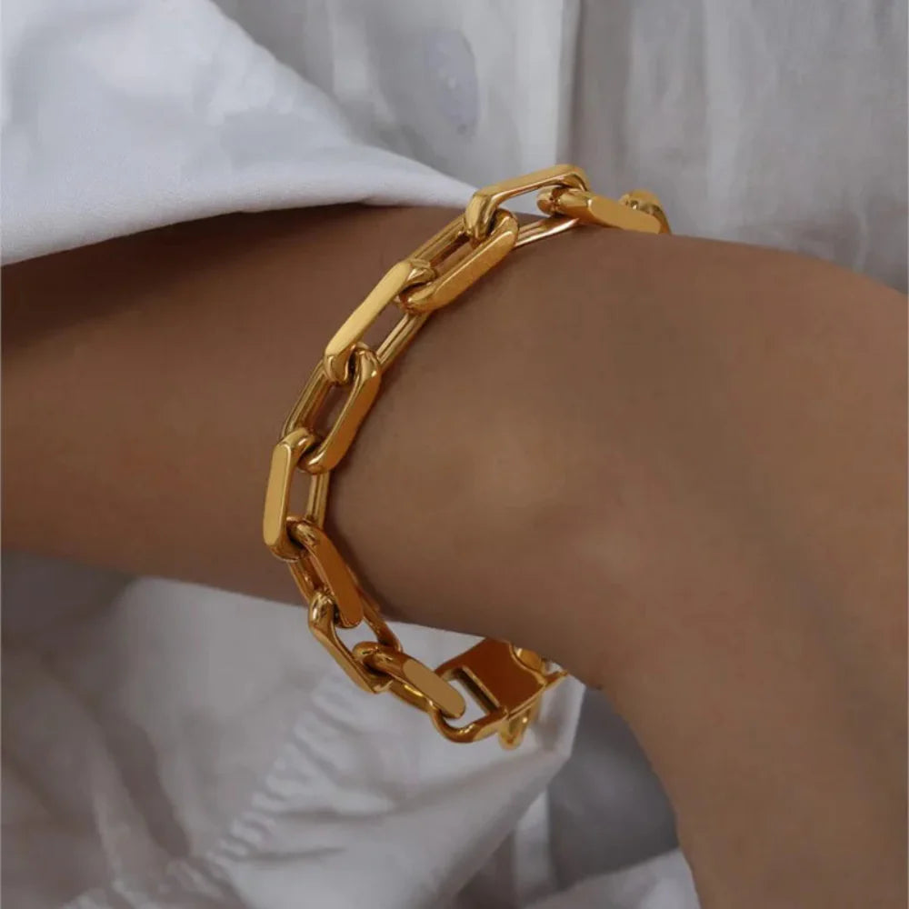 Conjunto de Joias em Aço Inoxidável Banhado a Ouro