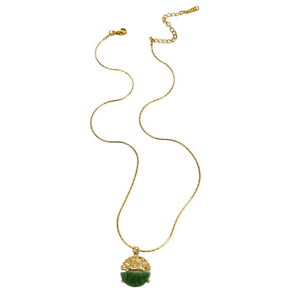 Colar Pingente Circular em Aço Inoxidável Banhado a Ouro 18K