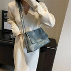 Elegante Bolsa Retro de Couro com Corrente para Mulheres