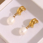 Brincos de Pérola em Aço Inoxidável Hipoalergênico