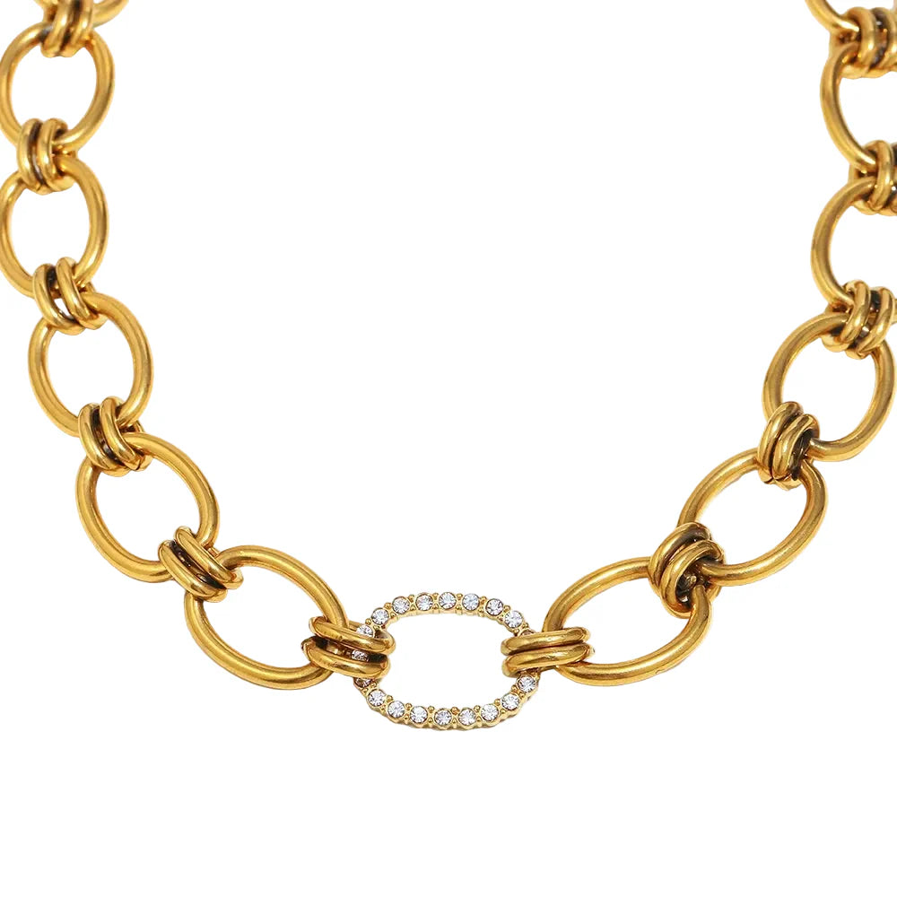 Colar Círculo Zircão Exuberante 18K Banhado a Ouro