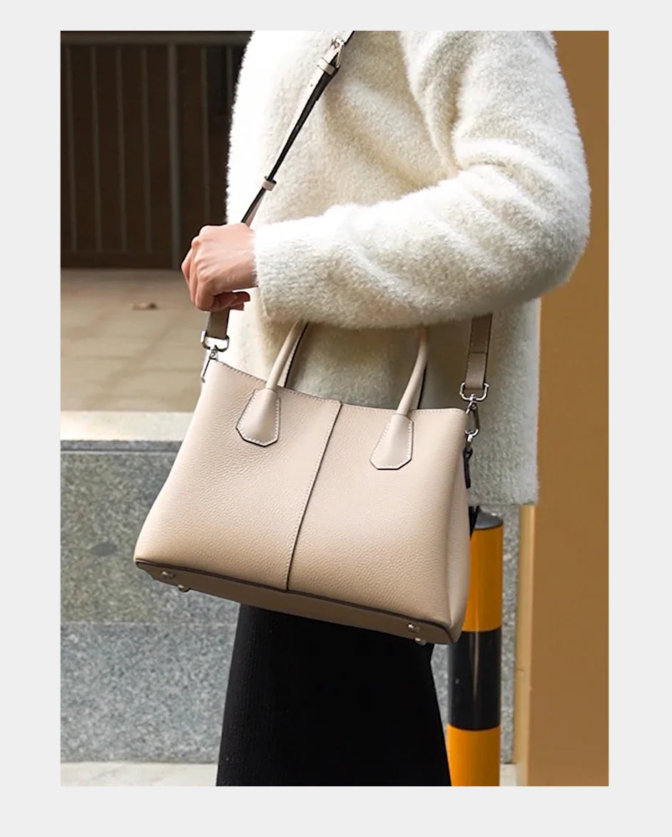 Bolsa de Couro Genuíno Zency Luxo Branco