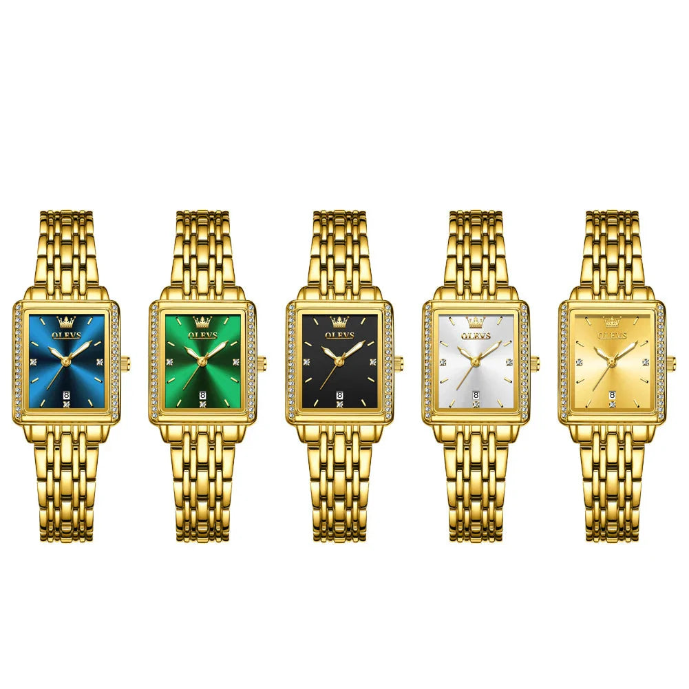OLEVS Relógio de Luxo Feminino à Prova D'Água em Ouro