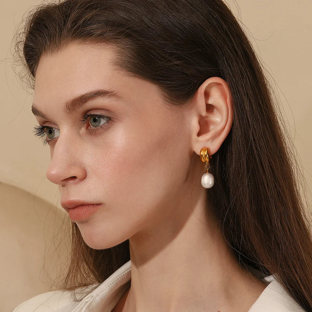 Brincos de Pérola em Aço Inoxidável Hipoalergênico