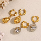 Brinco Argola Luxo com Pingente Duplo Banhado a Ouro 18K