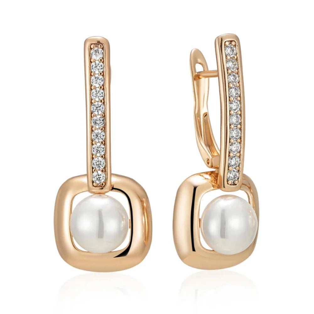 Brincos de Pérolas Vintage em Ouro Rosa 585