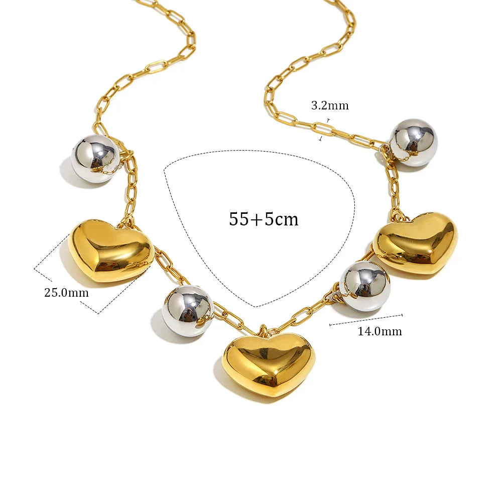 Colar Charme Coração Duplo Banhado a Ouro 18K