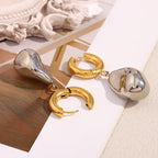 Brinco Argola Luxo com Pingente Duplo Banhado a Ouro 18K