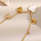 Colar Pingente de Coração e Borboleta em Aço Inoxidável