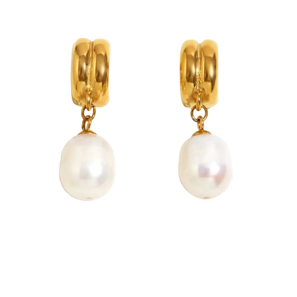 Brincos de Pérola em Aço Inoxidável Hipoalergênico