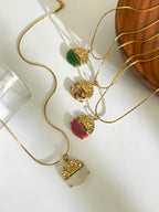 Colar Pingente Circular em Aço Inoxidável Banhado a Ouro 18K