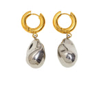 Brinco Argola Luxo com Pingente Duplo Banhado a Ouro 18K