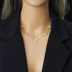 Conjunto Elegante de Joias em Aço Inoxidável com Coração Branco