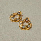 Brincos Luxuosos Zircão 18K Banhado a Ouro