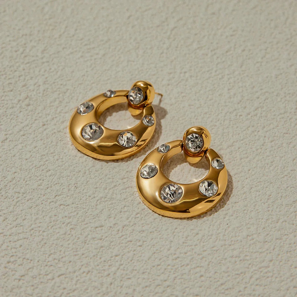 Brincos Luxuosos Zircão 18K Banhado a Ouro