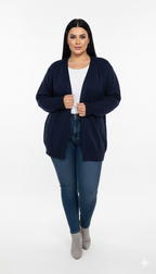 Casaco de Tricot Feminino Losango Plus Size