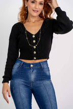 Casaquinho Cropped Botões Modal