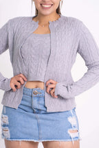 Conjunto Modal de Tricot com Cardigan e Cropped