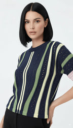 Tshirt Listrada em Tricot Leve