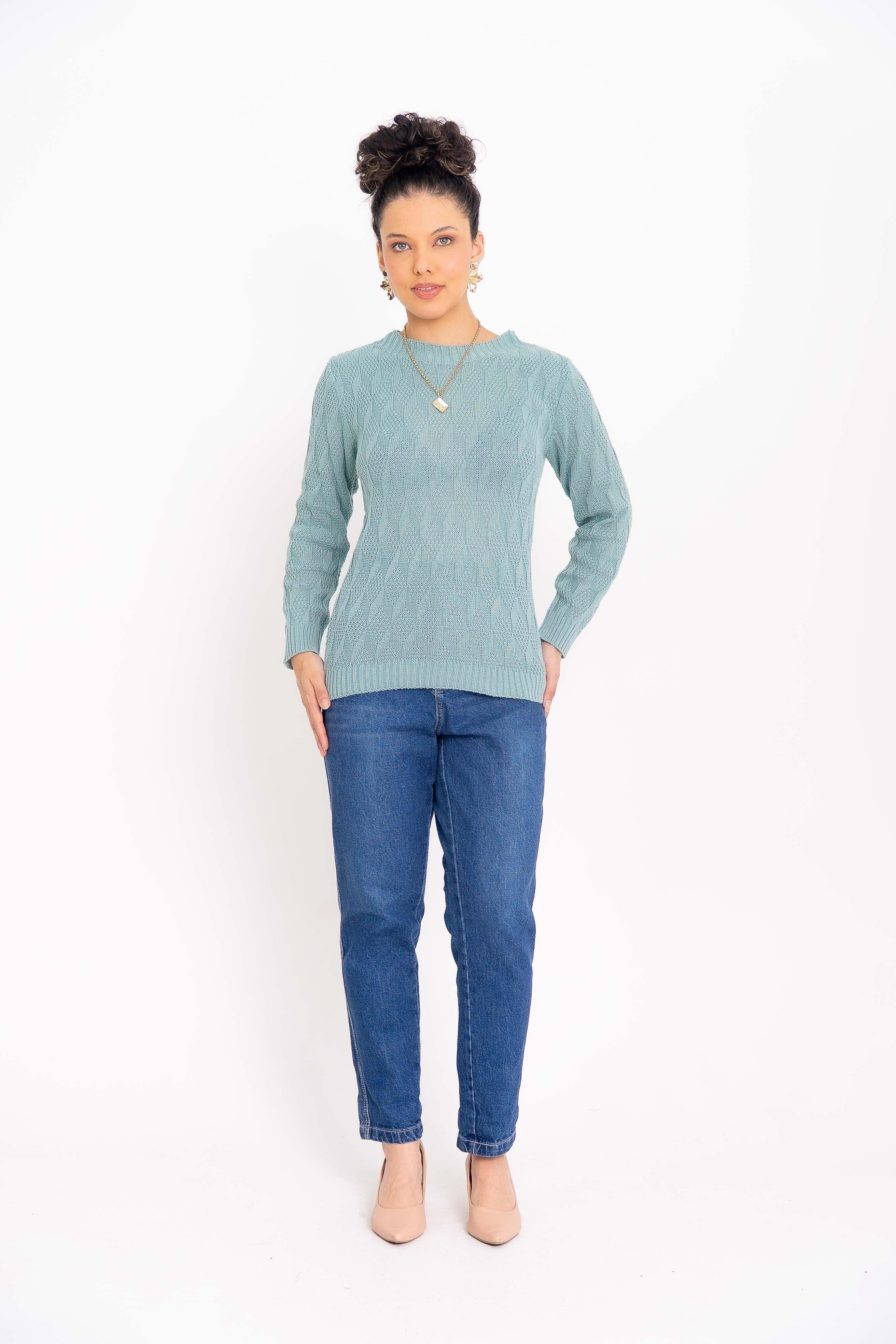 Blusa de Tricot com Ponto Losango