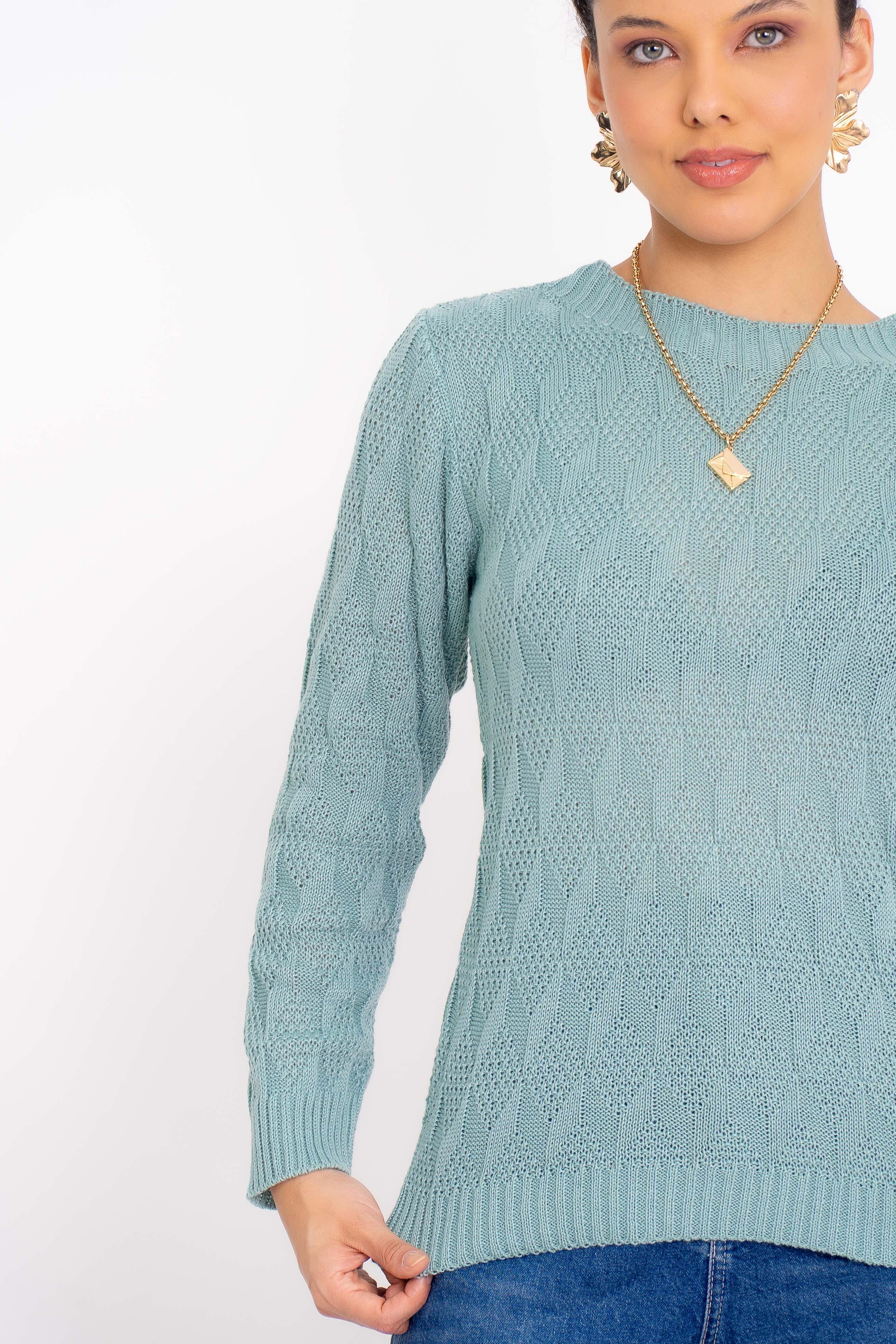 Blusa de Tricot com Ponto Losango