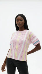Tshirt Listrada em Tricot Leve
