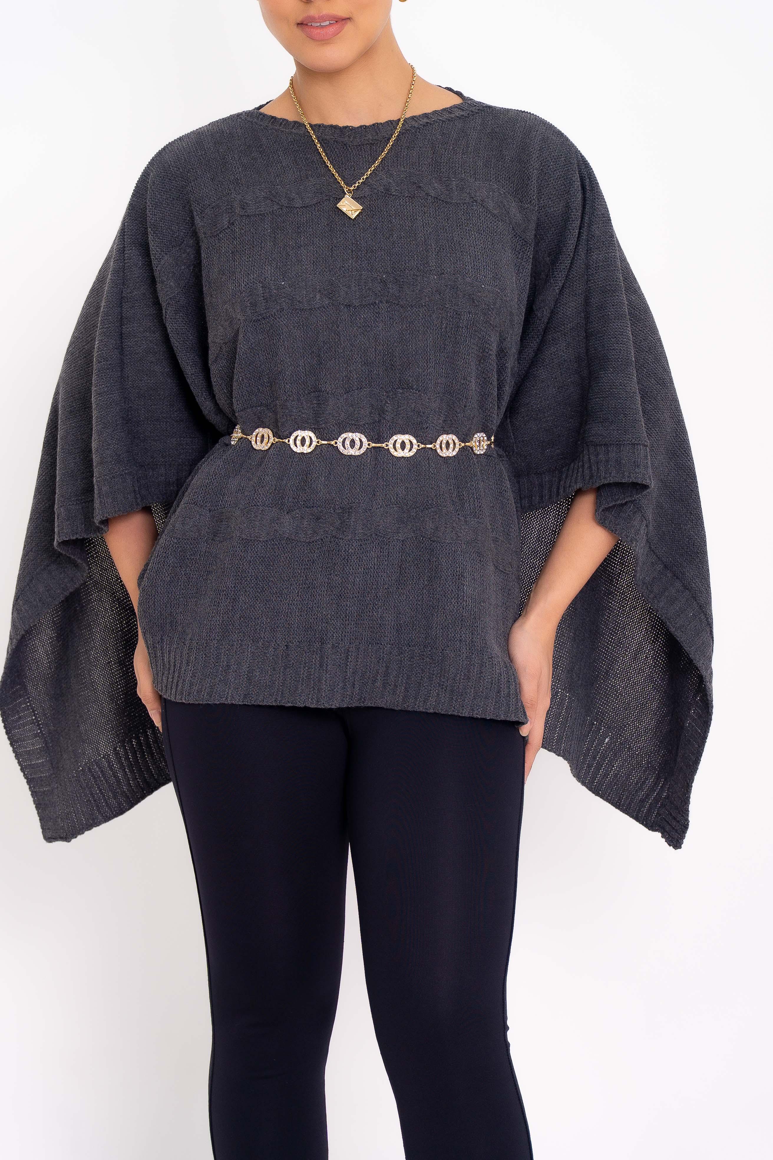 Poncho Quadrado com Trança Horizontal