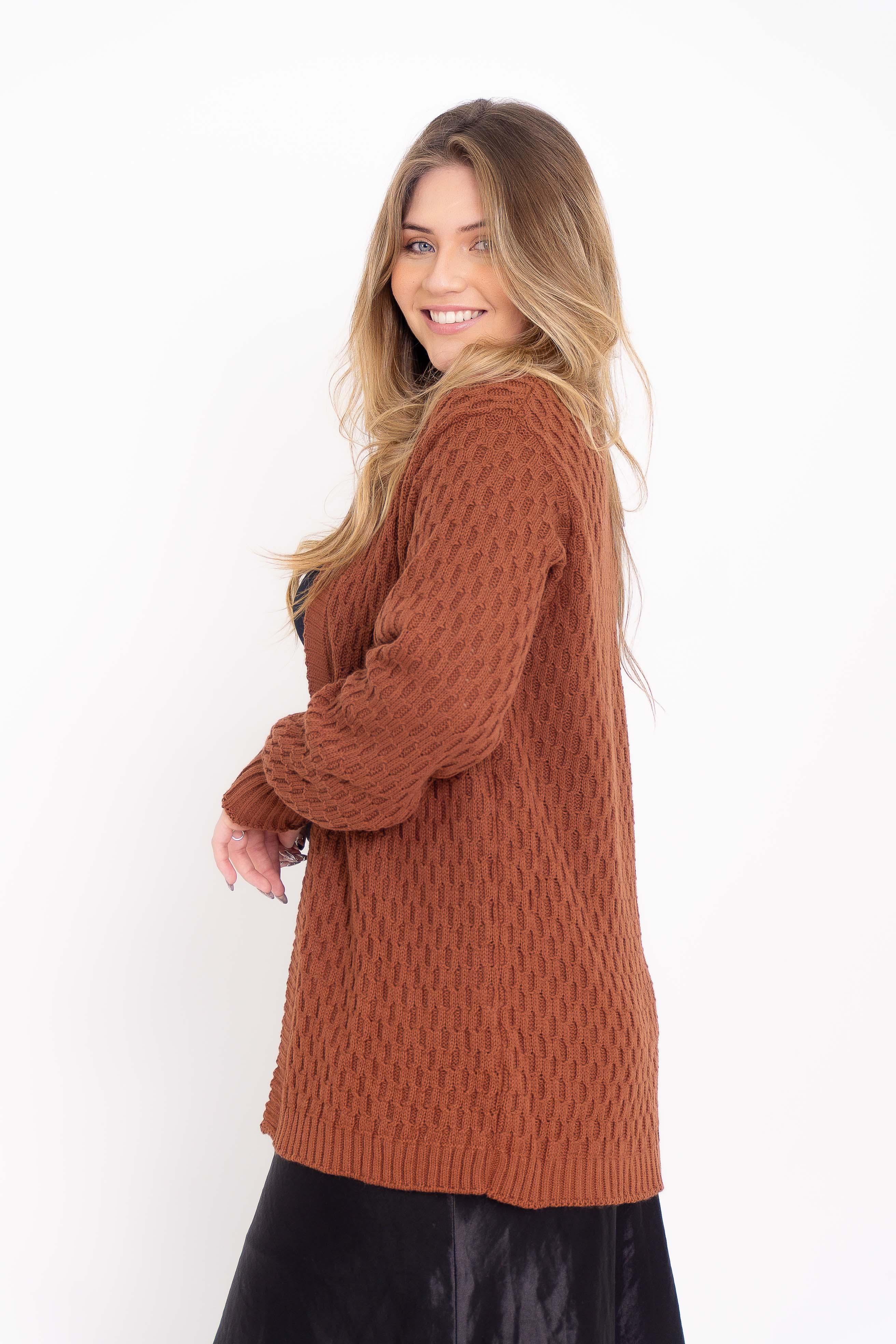 Casaco de Tricot com Ponto Trabalhado